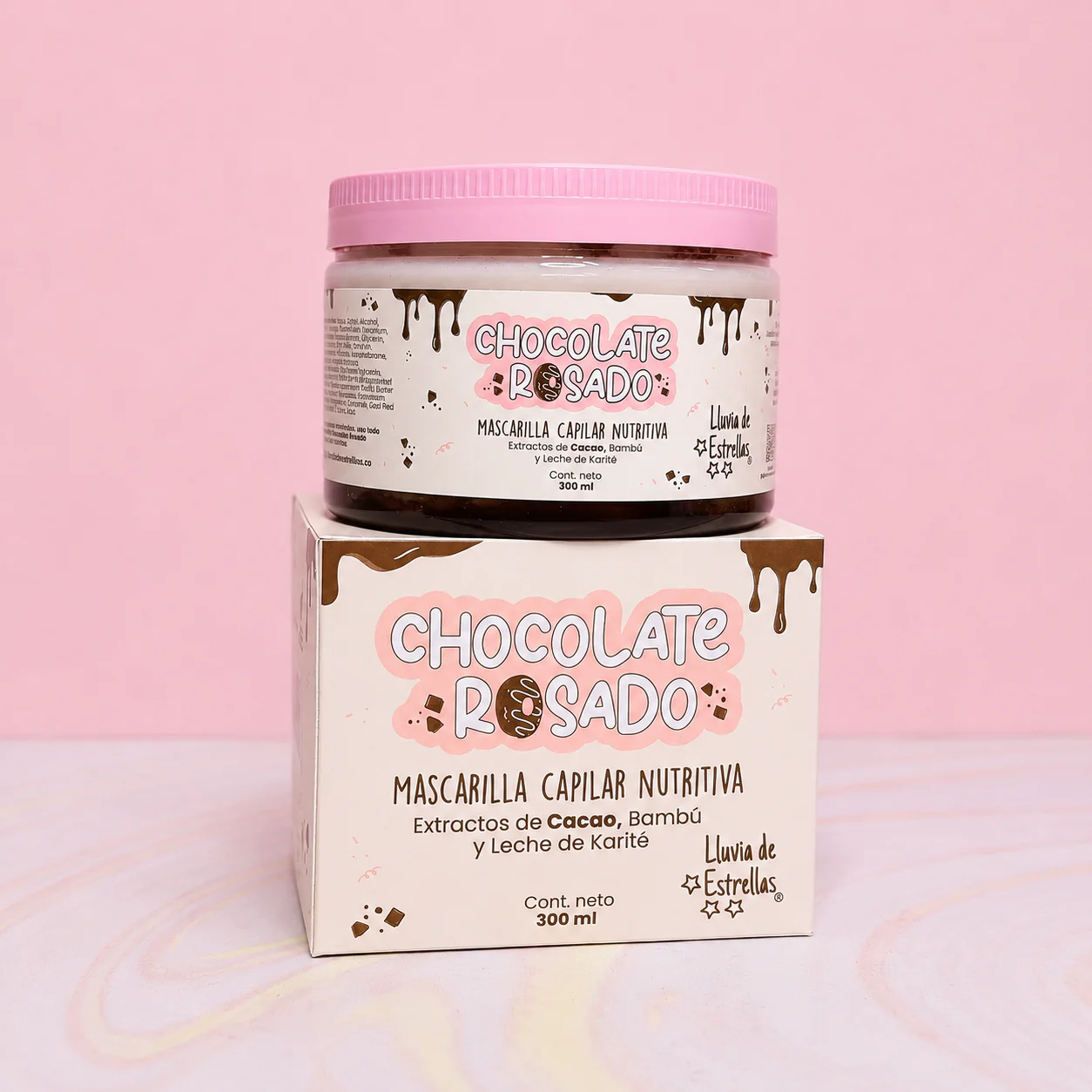 LLUVIA DE ESTRELLAS MASCARILLA CAPILAR CHOCOLATE ROSADO X 300 ML