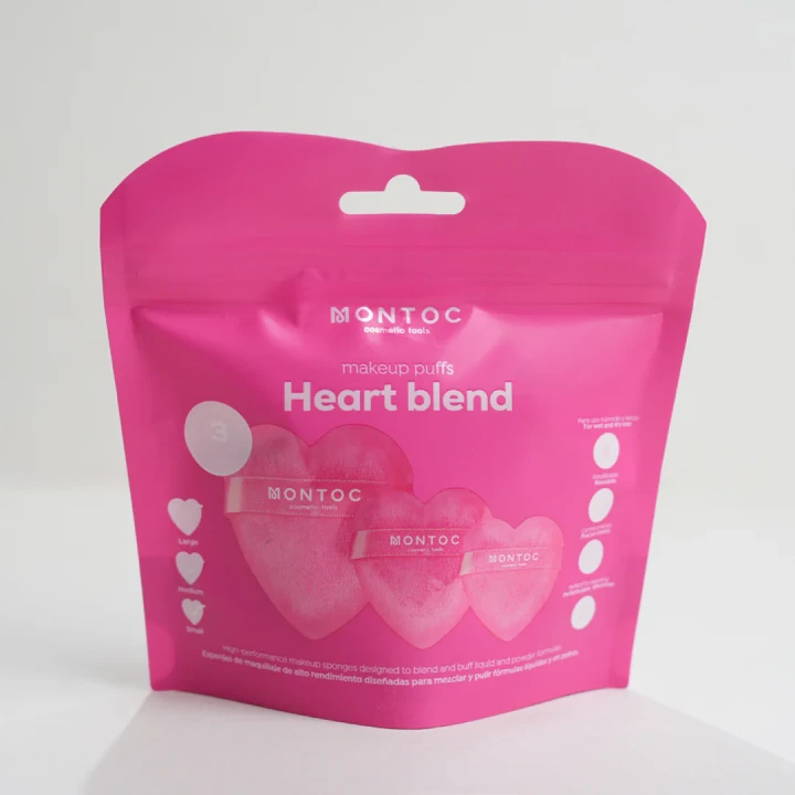 MONTOC MAKEUP PUFFS HEART BLEND FUCSIA X3