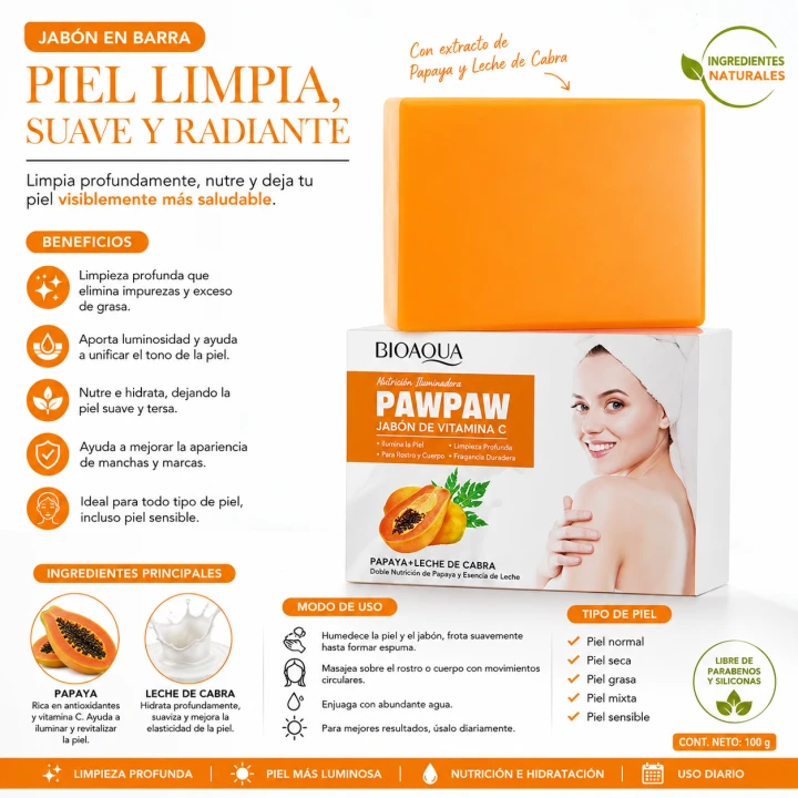BIOAQUA JABON EN BARRA PAPAYA