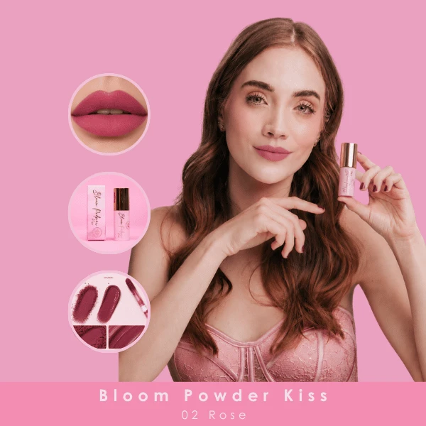 BLOOMSHELL PODWER KISS LABIAL EN POLVO 02 ROSE